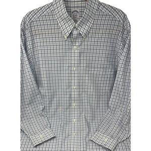 Brooks Brothers Classic Button Up Shirt‎ Men's Blue White Long Sleeve 16-32